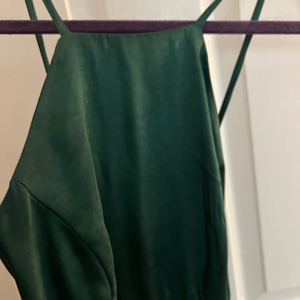 Lulu’s Born to Captivate Forest Green Satin Backless Maxi Dress - Picture 6 of 7